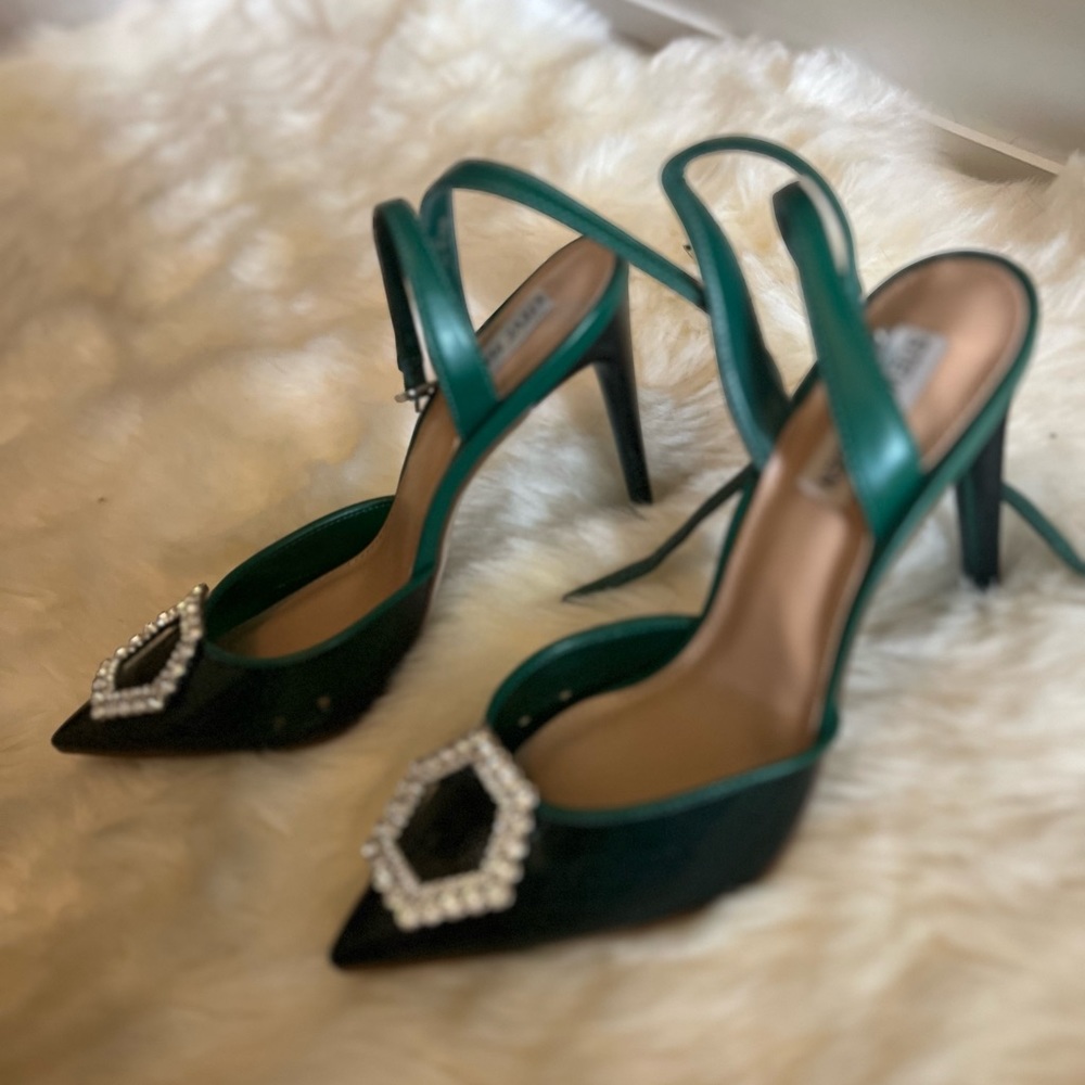 Steve Madden crystal embellished green heels